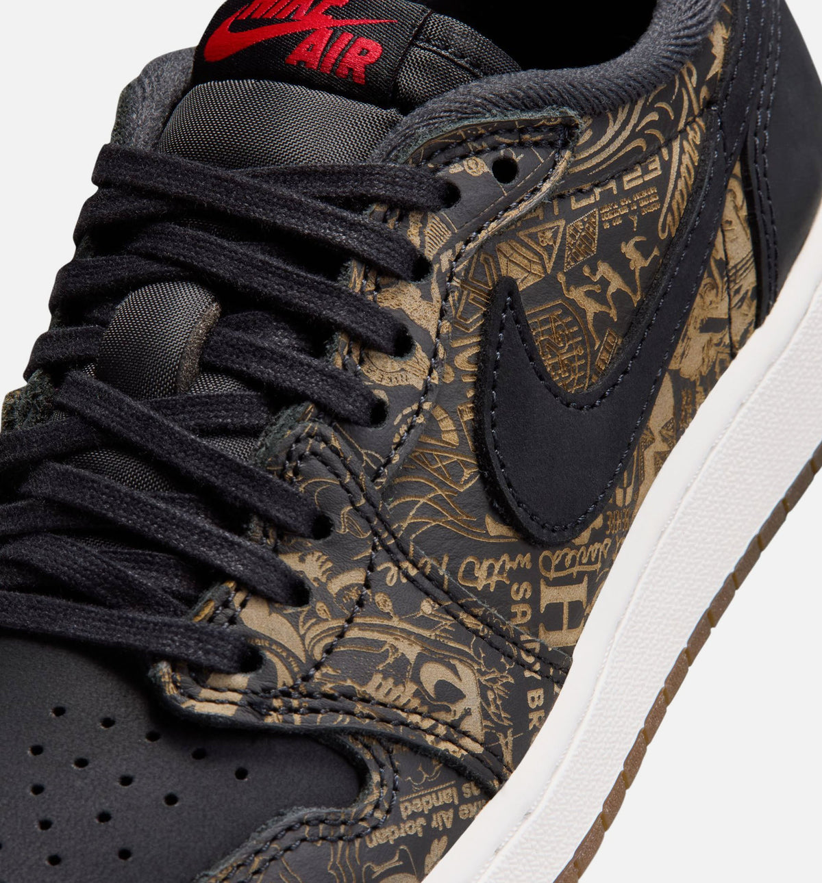 Air Jordan 1 Retro Low OG Laser Grade School Shoes - Black/Varsity Red