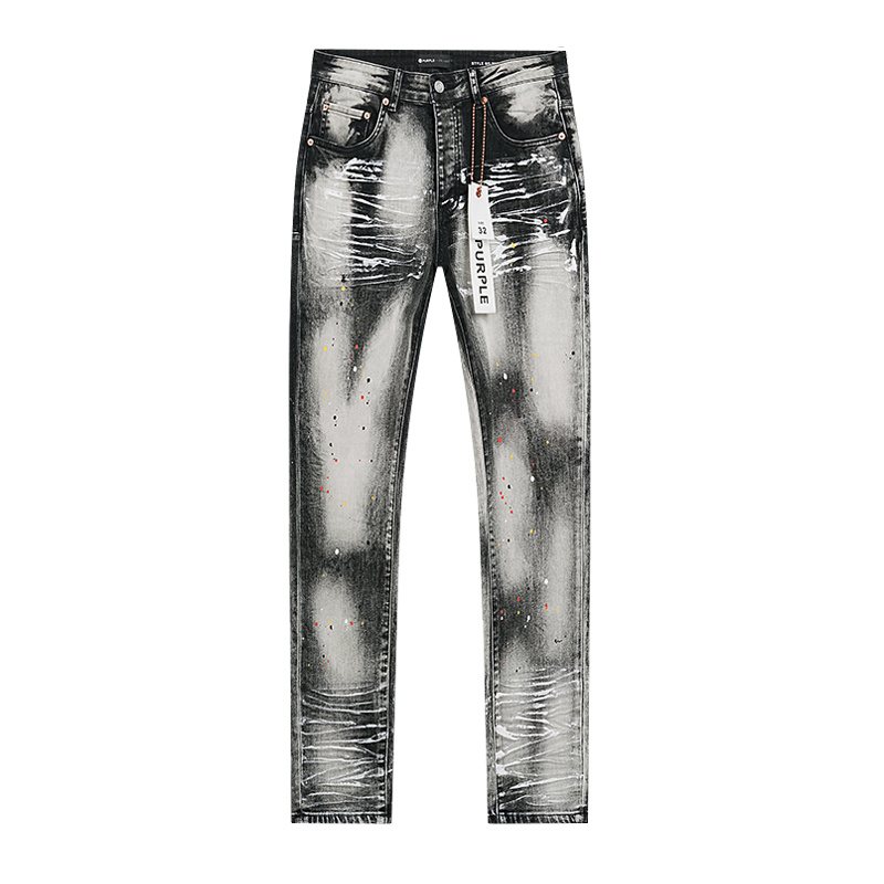 Purple Brand Washed Distressed Paint-Effect Jeans
