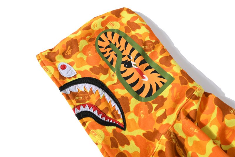 BAPE Orange Camo Shark Full-Zip Hoodie