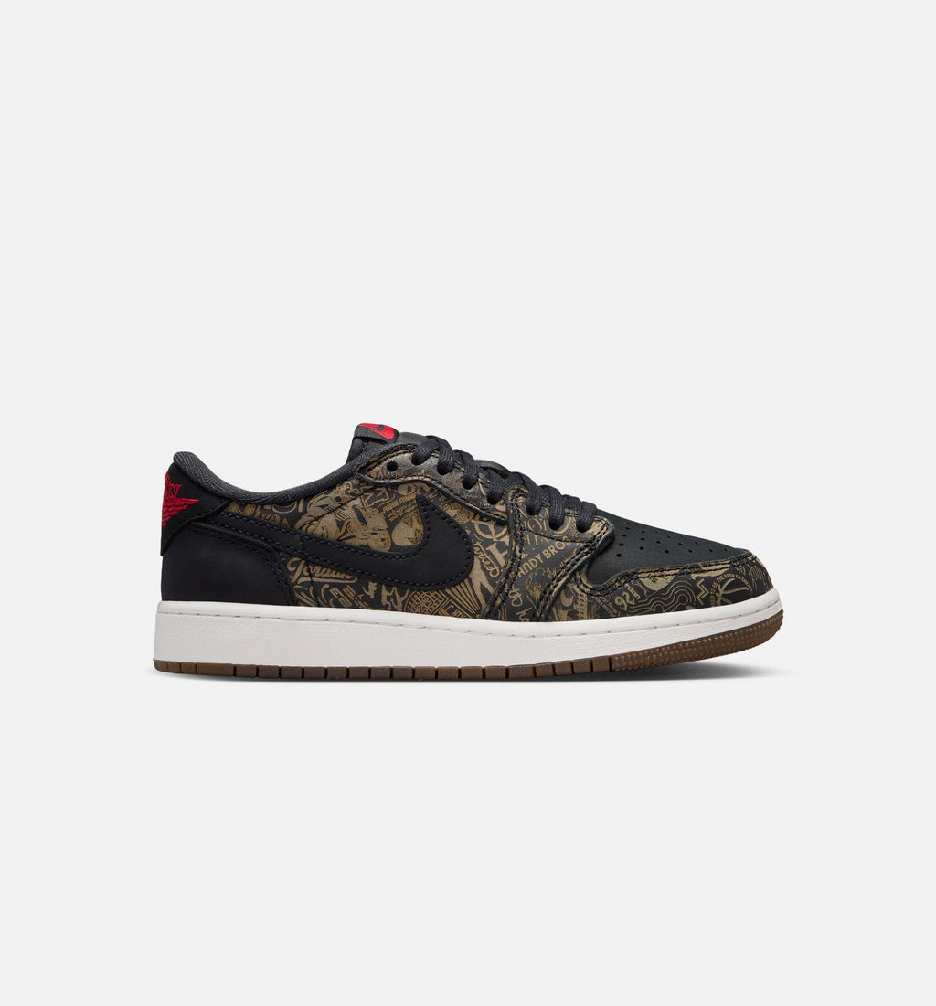Air Jordan 1 Retro Low OG Laser Grade School Shoes - Black/Varsity Red