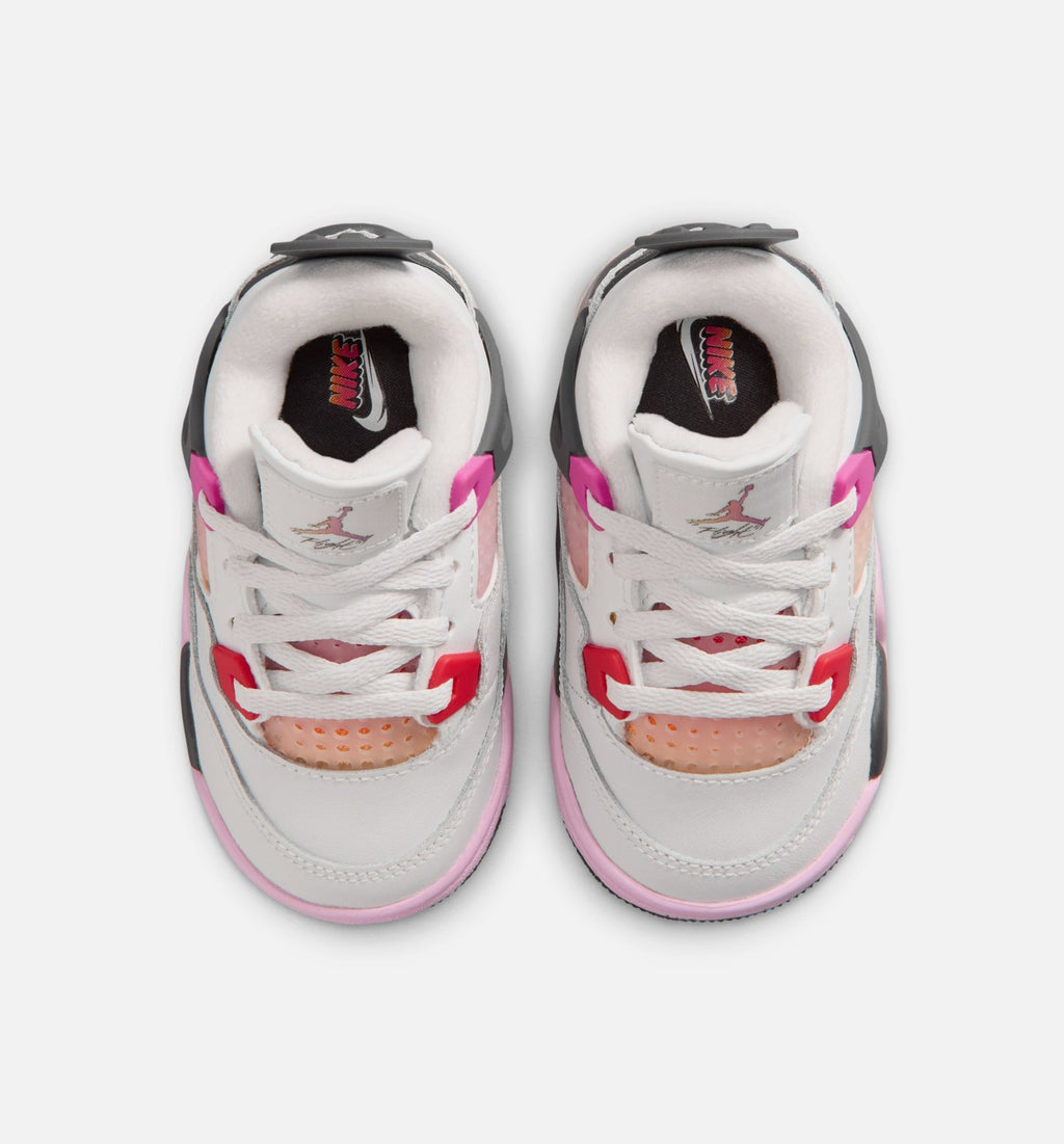 Air Jordan 4 Retro Comic Infant Toddler Lifestyle Shoe - Off White/Fire Pink/Anthracite