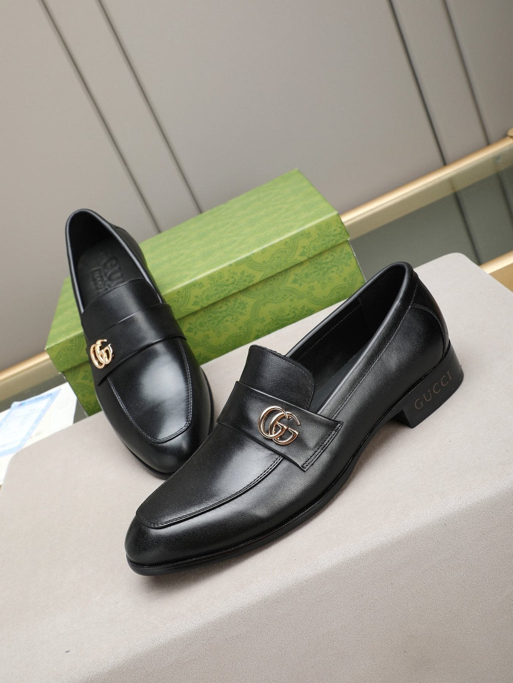Gucci Black Logo-Hardware Loafers