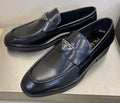 Prada Black Triangle Plaque Loafers