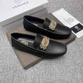 Versace Black Pebbled Leather Loafers