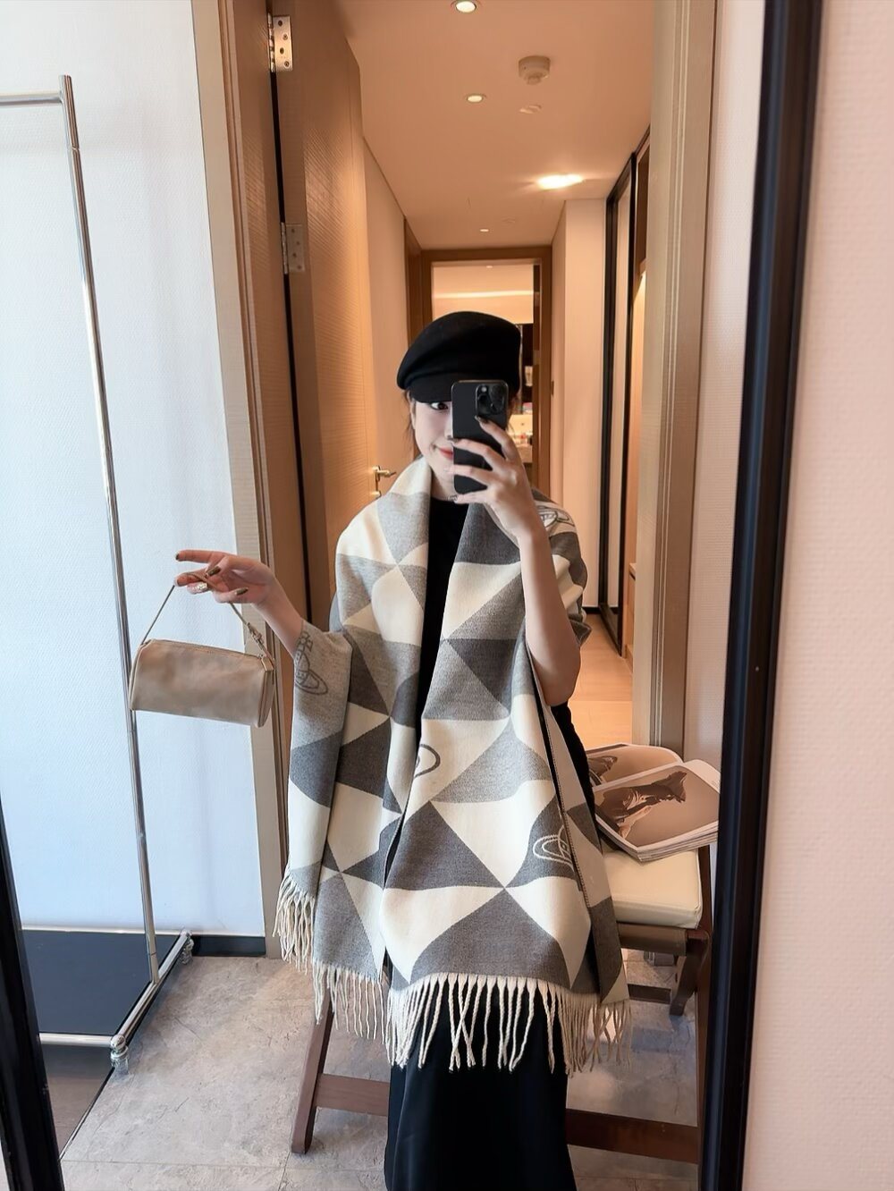 Vivienne Westwood Geometric Orb Fringe Scarf