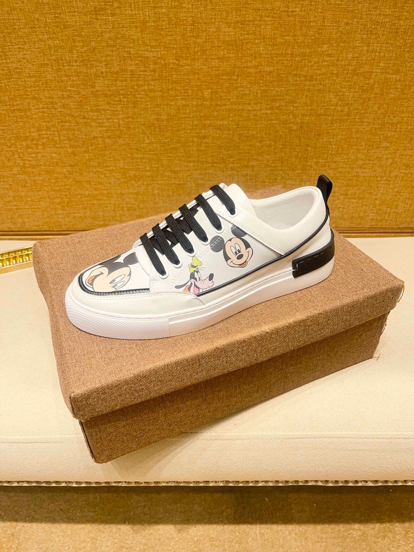 White Graphic Low-Top Sneakers