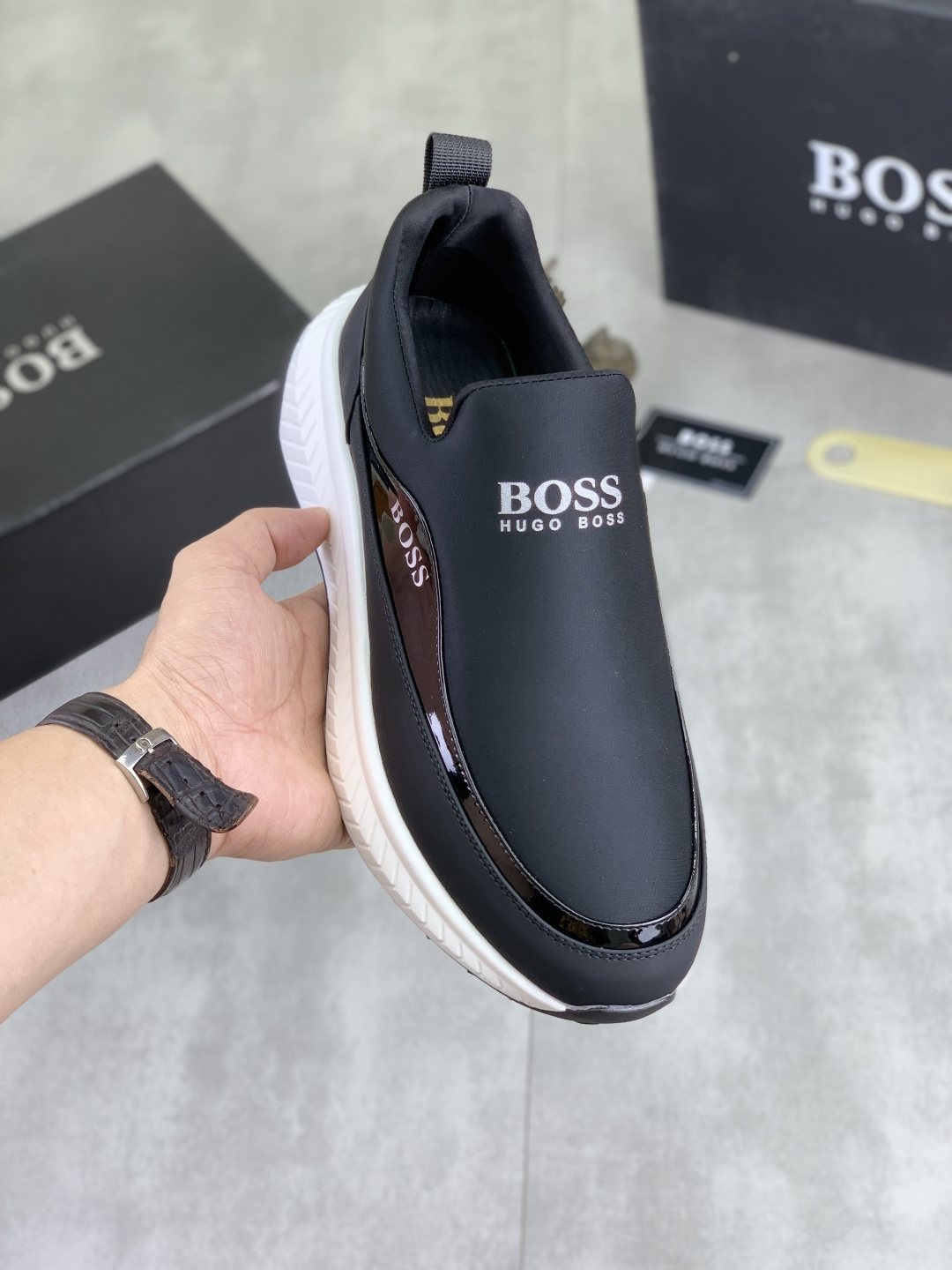 BOSS Low-Top Slip-On Sneakers